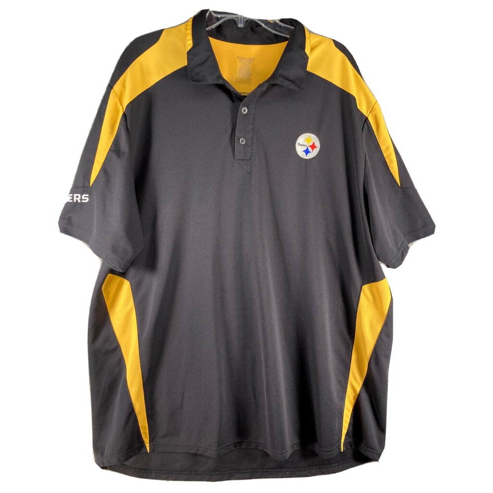 Pittsburgh Steelers Polo Mens XL Black Gold NFL Performance Shirt NFL Football